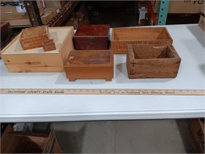 Vintage Wooden Boxes. Largest 11x11x4. Smallest