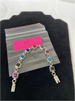 925 silver and multi colored stone bracelet