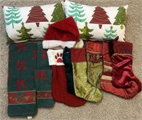 Assorted Christmas Stockings, Pillows & More