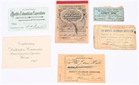 1893 Columbian Exposition 5 PASSES Employees