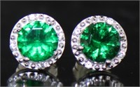 Round 2.00 ct Emerald Stud Earrings