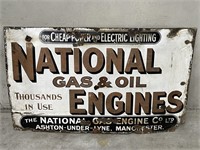 Rare NATIONAL GAS & OIL ENGINES Enamel Sign