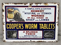 Desirable COOPER’S WORM TABLETS Enamel Sign