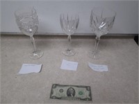 3 Stemmed Waterford Crystal Glasses
