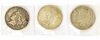Coin 3 Peace Dollars 1922, 1923, 1924-F-XF