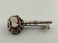 Vintage Cameo Key Pin