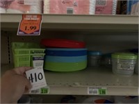 Plastic Plates, Containers, and Cutlery Stand