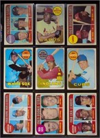 (9) 1969 Topps BB Cards w/ Rookie & Leader Cards