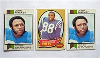 3 John Mackey Topps Cards 1970 & 2 1973