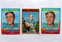 3 Bob Griese Topps Cards 1972 & 2 1971