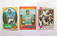 3 Nick Buoniconti Topps Cards 1970 1971 1973