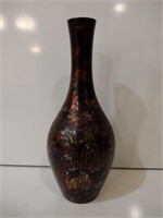 Mai Ky Hue Vietnam Hand Painted Lacquer Wood Vase