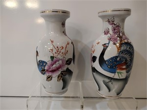 Hand Painted Chinese Ceramic Peacock Vases