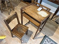ANTIQUE KIDS DESK AND CHAIR