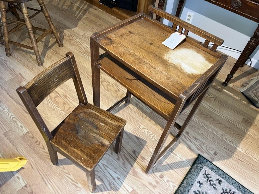 ANTIQUE KIDS DESK AND CHAIR