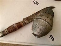 Vintage knife and metal test grenade
