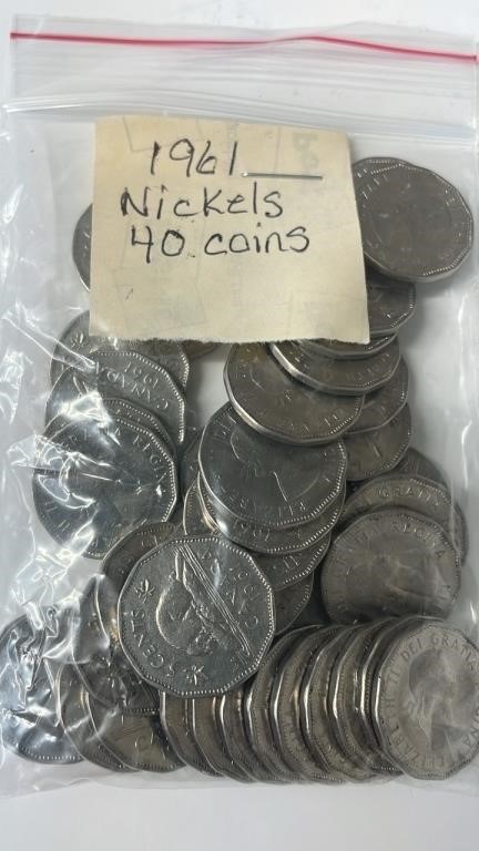 40 1961 Canadian Nickels