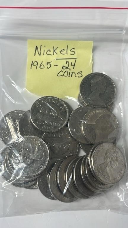 24 1965 Canadian Nickels