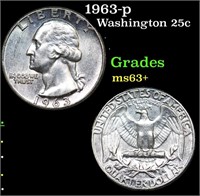 1963-p Washington Quarter 25c Grades Select+ Unc