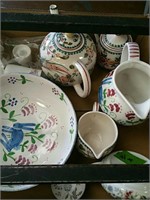 Box of painted ceramic pieces