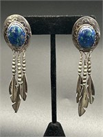 Sterling Silver Native American Lapis Earrings