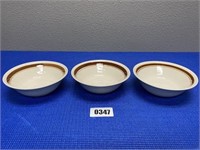 3 Bowls with Brown Trim 7" Round