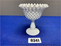 Milk Glass Fluted Candy Dish 6" Tall