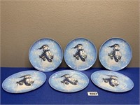 6 Plastic Snowmen Dinner Plates 11" Round