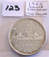 1952 Canadian Silver One Dollar Coin