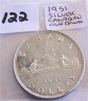 1951 Canadian Silver One Dollar Coin