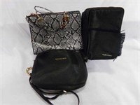 White & Black Leather Satchel Bag & Michael Kors