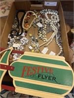 Miniature Sled with Costume Jewelry Necklaces