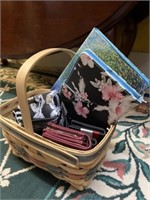 Longaberger Basket with Wallets and Tablet Cover