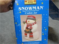 Debbie Mumm Snowman cookie jar in box