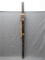 Vintage Chinese Replica Sword in Wooden Sheath