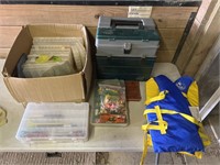 Tackle boxes, life vest, lures, more fishing gear