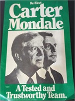 1980 Re-Elect Carter Mondale Campaign Poster