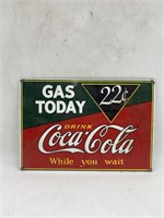 Vintage Coca-Cola Gas Today 22 Cents Metal Sign