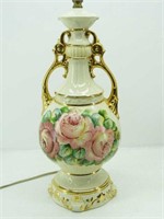 Victorian Gold Trimmed Lamp w/ Rose Painting