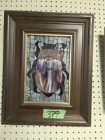 Frame stained glass of a beetle 15x19