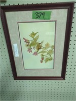 Framed print of a bird on flower Marion otnes