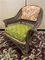 Upholstered Whicker Arm Chair