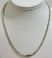 QUALITY 17.5" LONG STERLING SILVER ROPE TWIST NECK
