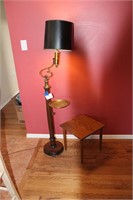 Floor Lamp w/Brass Tray and side table