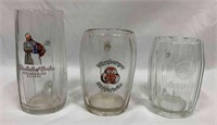 3 German Glass Beer Mugs