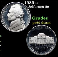 Proof 1989-s Jefferson Nickel 5c Grades GEM++ Proo