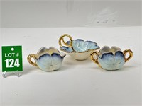 Hollywood Regency Blue Gold Trim Dish Set