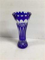Vintage Blue & Clear Cut Vase