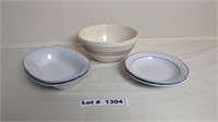 VINTAGE CERAMIC OVEN PROOF USA BOWL AND SERVING BO