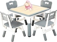 ULN-FUNLIO Kids Table and 4 Chairs Set, Height Adj